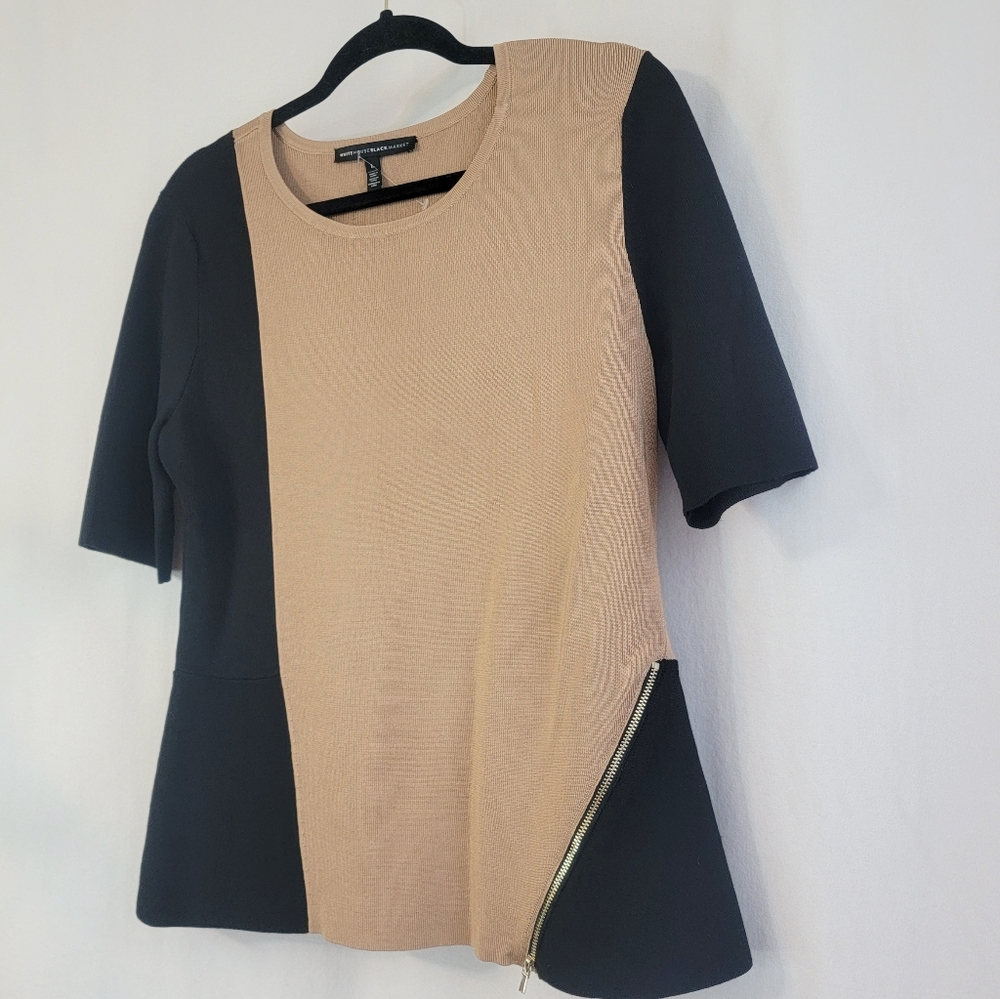 Colorblock Side Zip Top * White House Black Market * NWOT * Sz L *